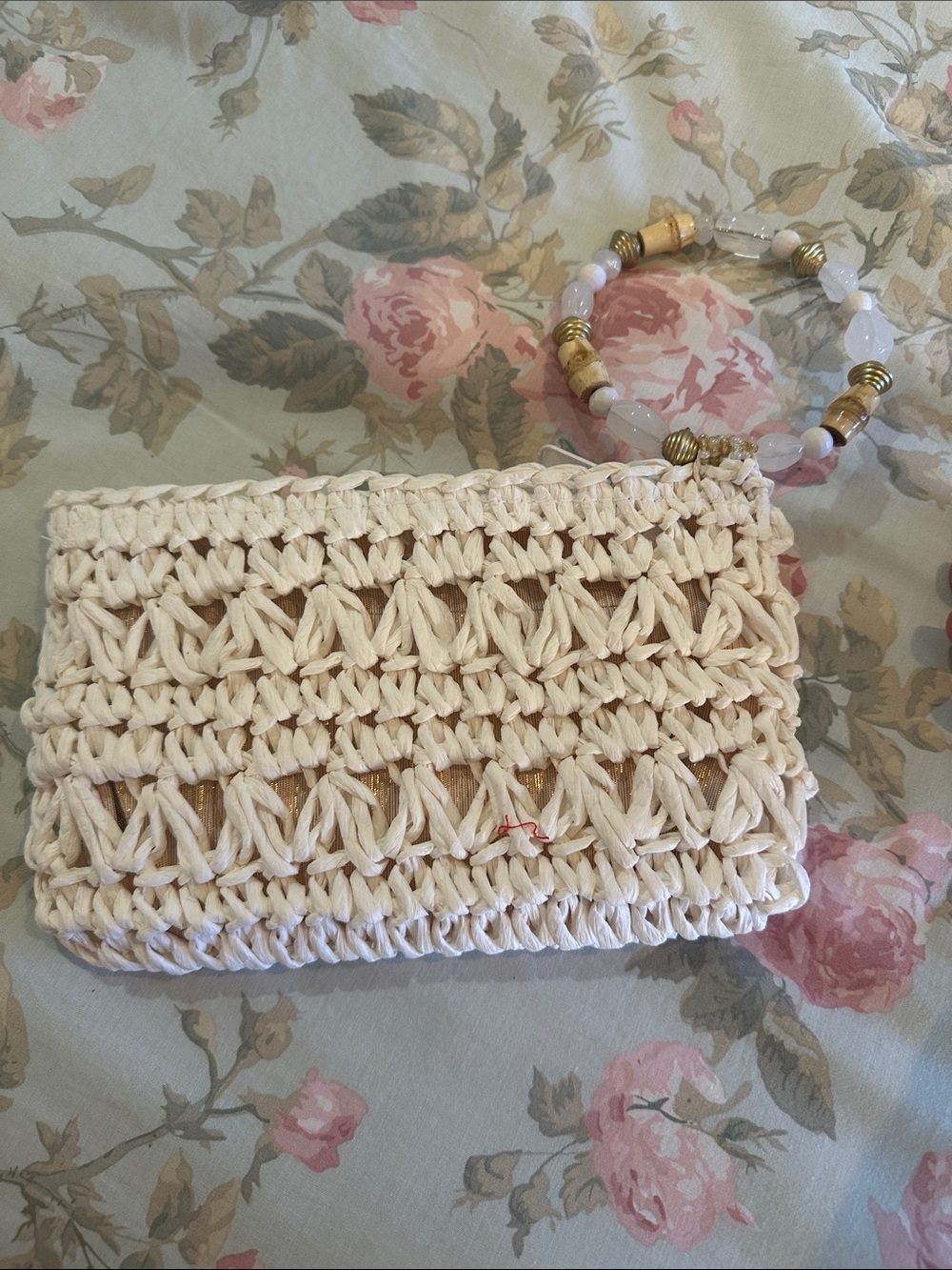 Handwoven Cream Crochet Clutch Bag